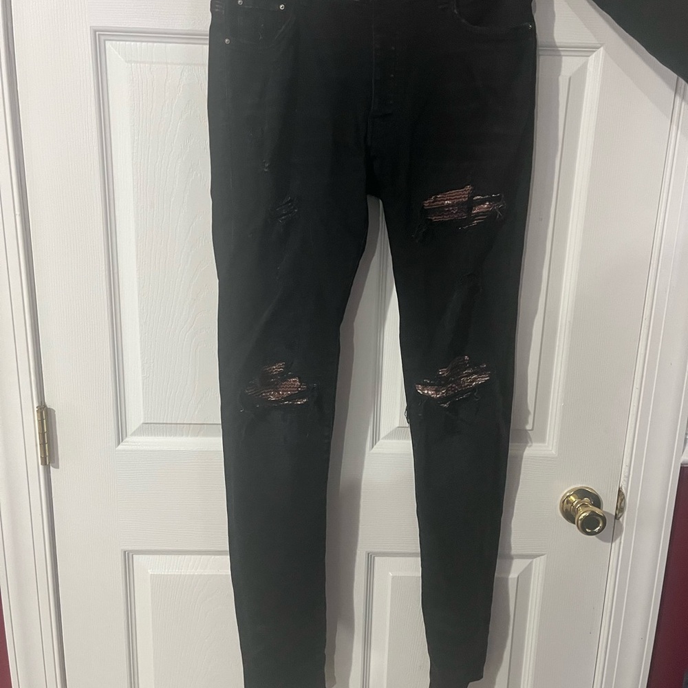 AMIRI Black Distressed Skinny Jeans